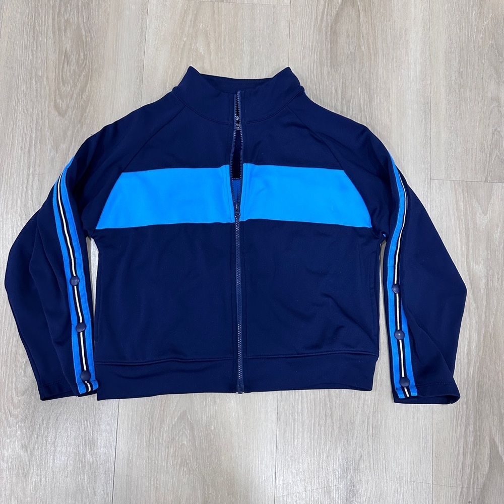 Zella Girl Stripe Track Jacket, Blue, Size 8/10, Medium